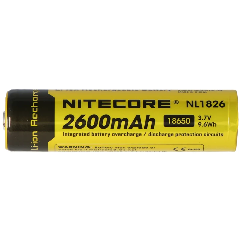 NiteCore 18650 Li-Ion Akku für LED Taschenlampen NL186 mit 2600mAh