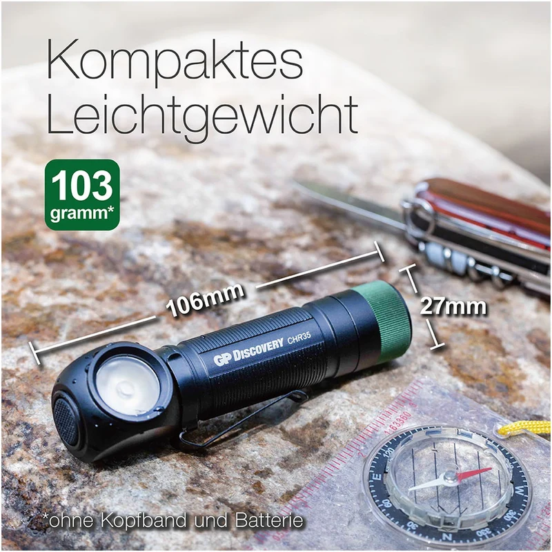GP Batteries Stirnlampe CH35 600lumen inkl. 1x 18650 3,7V Li-Ion Akku
