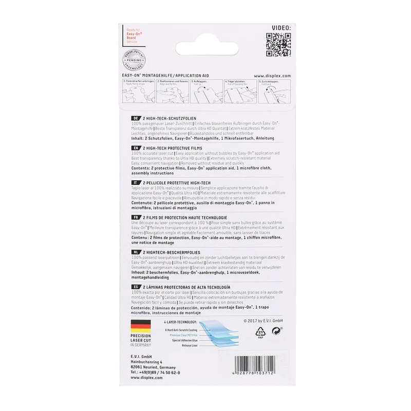 Displex Displayschutzfolie für Huawei P20 Lite transparent 2 Stk.