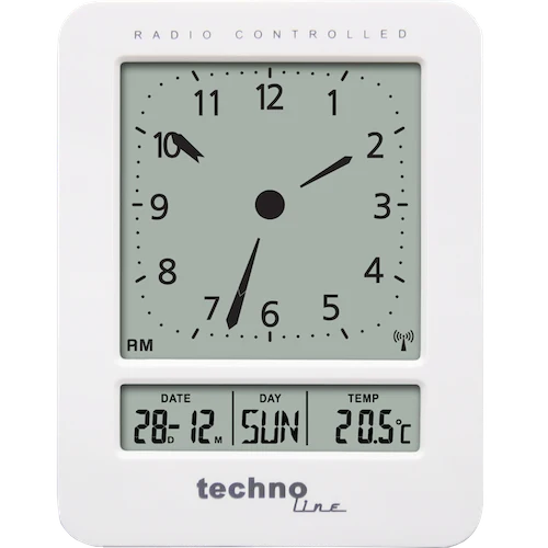 Technoline WT 745 - Funkwecker mit digitaler Anzeige, 2 Weckalarme mit Schlummerfunktion, Innentemperaturanzeige und Hintergrundbeleuchtung