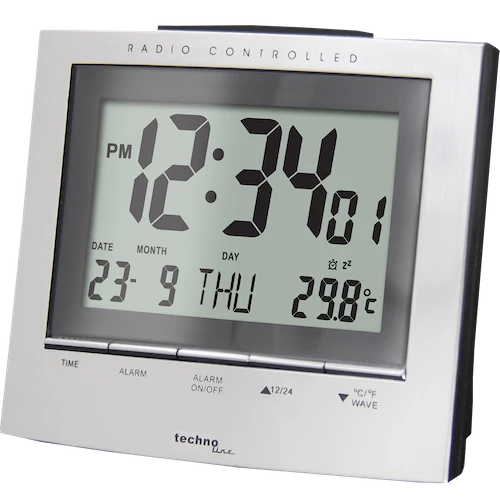 Technoline WT 280 - Funkwecker mit Datumsanzeige, Innentemperaturanzeige, Funkuhr mit manueller Einstelloption, beleuchtet