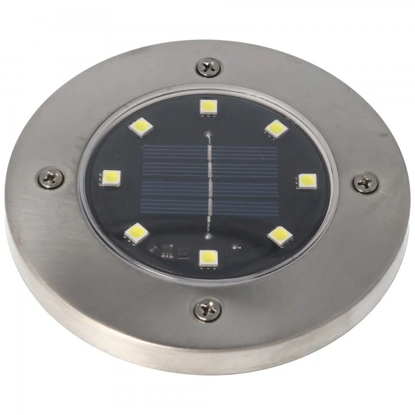 EZ Solar 2er Set LED Solar Bodenstrahler Edelstahl wasserdicht IP44 inkl NiMH AA 2,3V 400mAh Akku