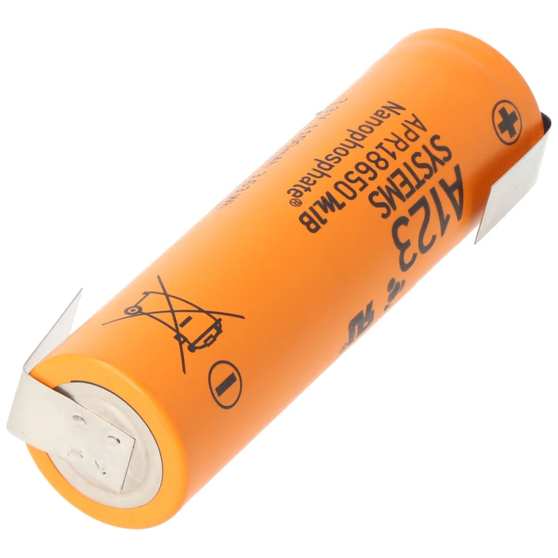 A123 APR18650M-A1 1100mAh 3,3V LiFePo4 Akku Lötfahne Z-Form