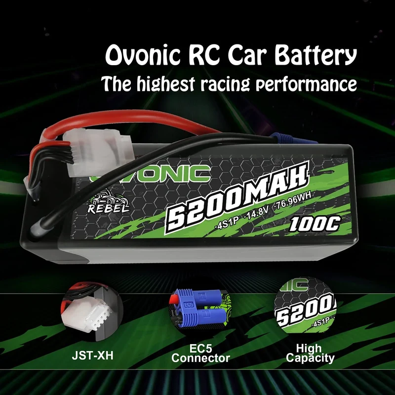 Ovonic Rebel 4S 5200mAh 14,8V 100C Hardcase EC5 LiPo Akku (2 Stück)