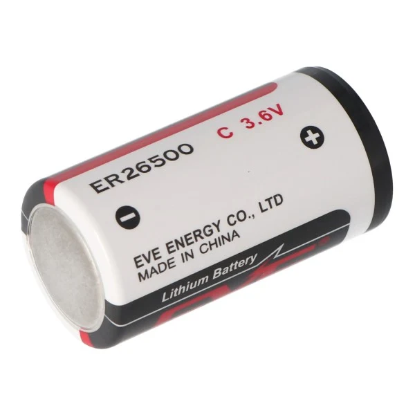 EVE ER26500 Lithium Batterie C Size Bobbin ER 26500, 3,6 Volt 8500mAh mit schmalem Pluspol min. 0,3mm, max. 0,5mm