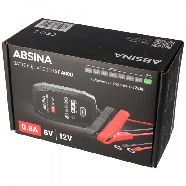 Absina Blei-, Gel- und Lithium-Schnell-Ladegerät, das 7-Stufen Ladegerät für 12V, 6V Blei Akkus
