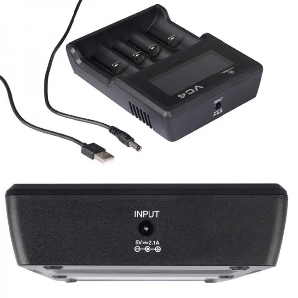 XTAR VC4 4-Kanal Li-Ion NiMH LCD Schnellladegerät für 18650, AA, AAA, C und D