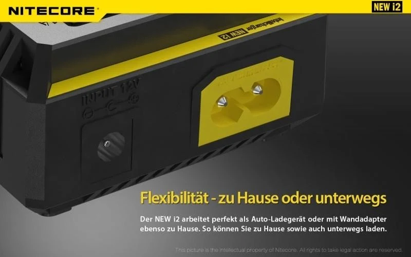 Nitecore NEW i2 - Ladegerät für Li-Ion, LiFePo, Ni-MH, Ni-CD Akkus (Neue Version)
