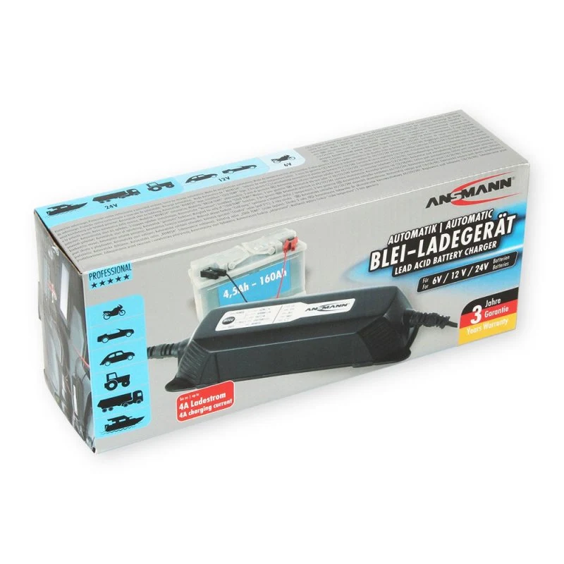 Ansmann Universal Ladegerät für 6V, 12V und 24V Blei-Säure-, Blei-Gel- und Blei-Vlies-Akkus ab 4,5Ah Kapazität