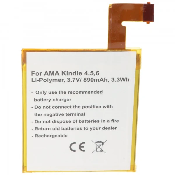 AccuCell Akku passend für Amazon Kindle 4, Kindle 4G, Kindle 5 und Kindle 6 Akku 515-1058-01 3,7 Volt min. 750mAh