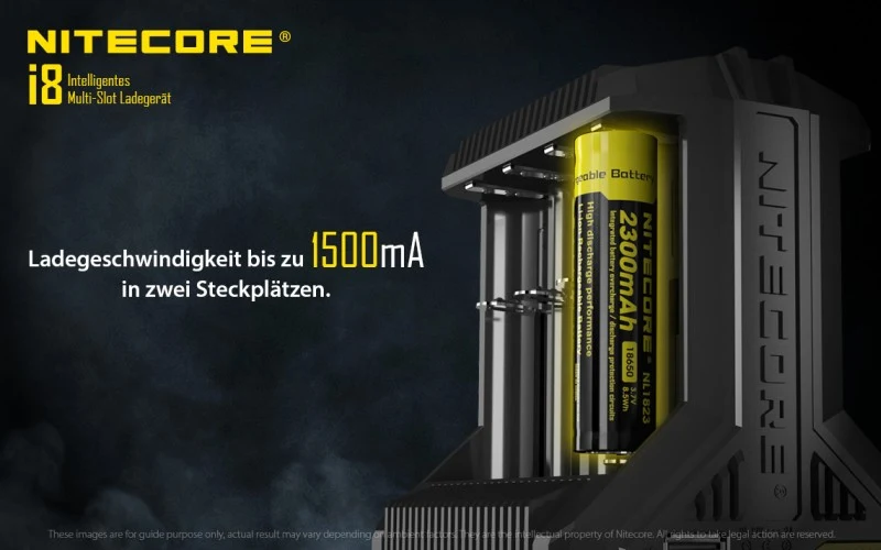 Nitecore Intellicharger I8 - Ladegerät für Li-Ion und Ni-MH, Ni-CD Akkus