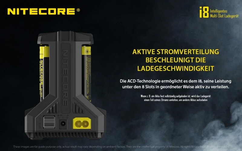 Nitecore Intellicharger I8 - Ladegerät für Li-Ion und Ni-MH, Ni-CD Akkus