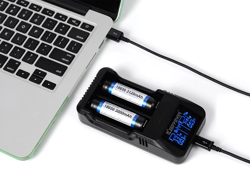 Keeppower L2 Plus – 2-Schacht USB-Li-Ion-Lader mit Display