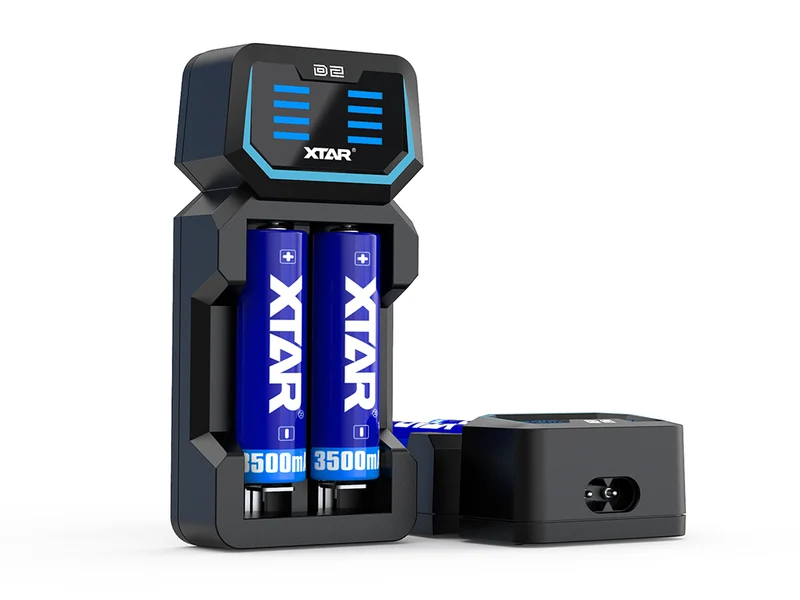 Xtar D2 – Zwei-Schacht Ladegerät für Lithium Ionen Akkus mit integriertem Netzteil