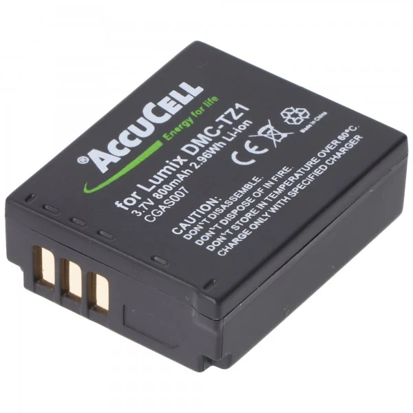 AccuCell Akku passend für Panasonic Lumix DMC-TZ3, TZ4, TZ5, CGA-S007, CGA-S007E, DMW-BCD10