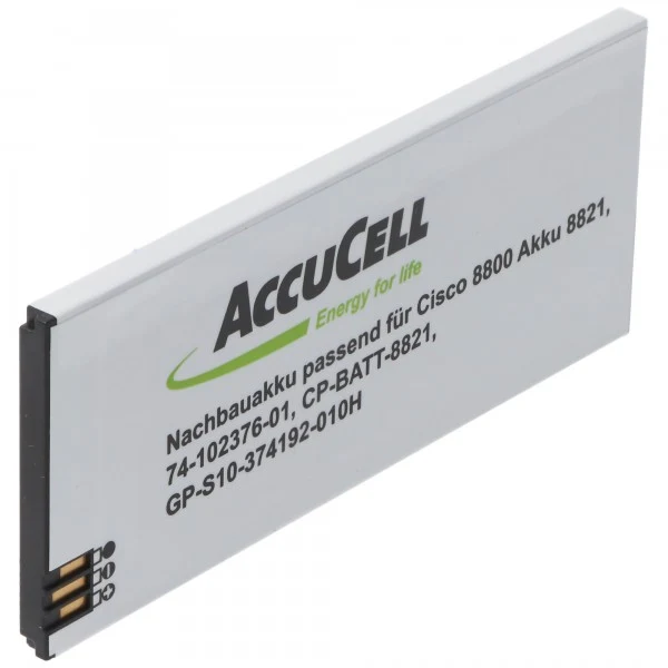 AccuCell 2200mAh Akku passend für den Cisco 8800 Akku 8821, 74-102376-01, CP-BATT-8821, GP-S10-374192-010H