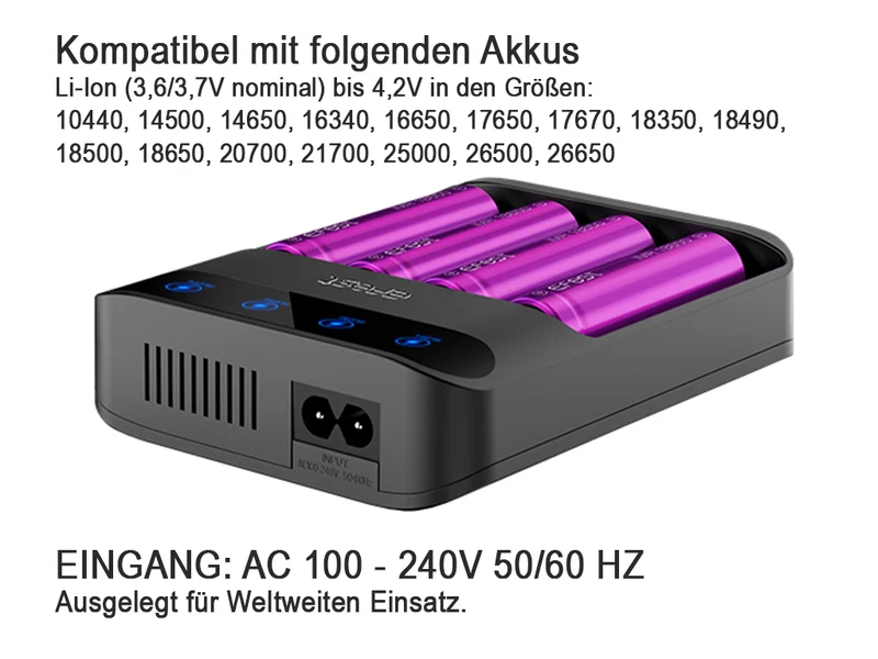Efest Lush Q4 Li-Ion-Akku-Schnellader mit eingebautem Netzteil