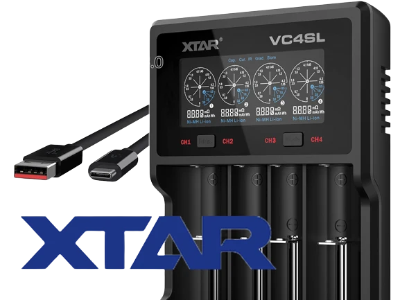 Xtar VC4SL QC3.0 - Ladegerät für Li-Ion 3,6V - 3,7V und NIMH 1,2V Akkus