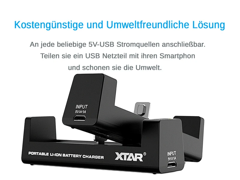 Xtar MC1S - Ladegerät für Li-Ion-Akkus 3,6V/3,7V inkl. USB-Kabel