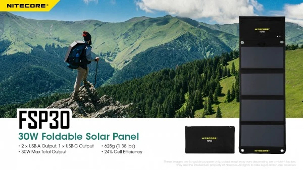 Nitecore FSP30 faltbares Solarpanel mit max. 30W mit USB-C 2x USB-A Ausgang