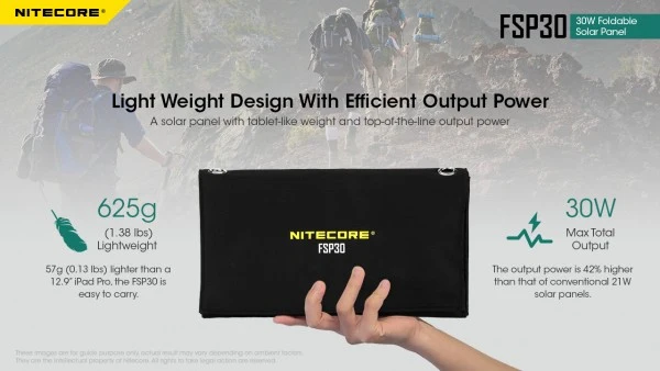 Nitecore FSP30 faltbares Solarpanel mit max. 30W mit USB-C 2x USB-A Ausgang