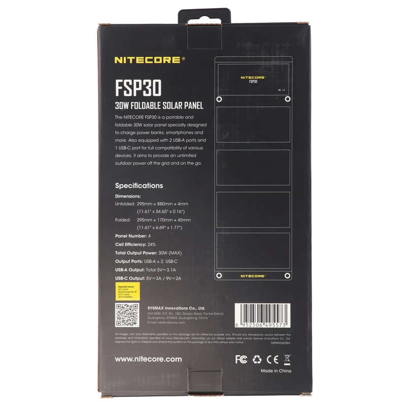 Nitecore FSP30 faltbares Solarpanel mit max. 30W mit USB-C 2x USB-A Ausgang