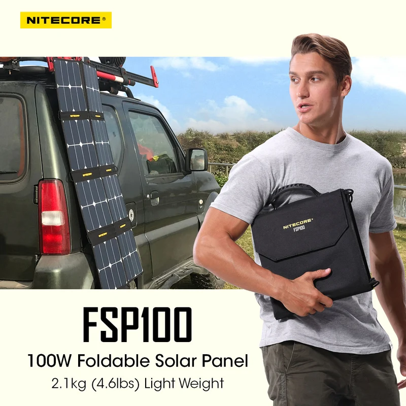 Nitecore FSP100 faltbares Solarpanel mit max. 100W, max. 3A Ausgang, mit USB-C, USB-A Ausgang