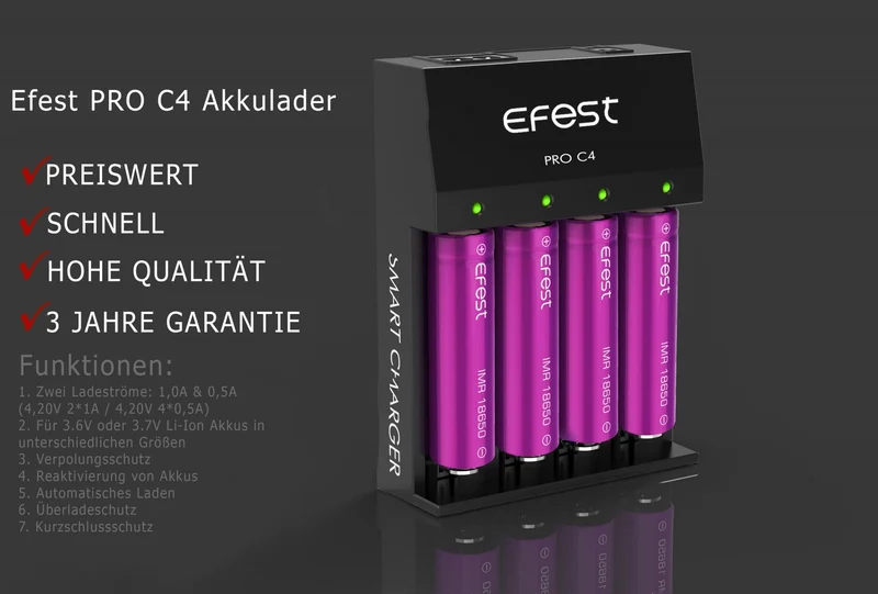 Efest Pro C4 Lithium-Ionen-Akku Ladegerät