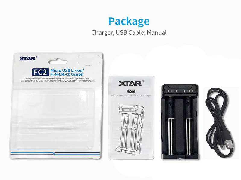 Xtar FC2 Ladegerät Li-Ion NiMh/NiCd-Akkus USB-C