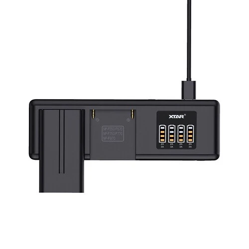 Xtar SN4 Ladegerät für Kamera Akkus + NP-F550-F970 SONY Ladeschale