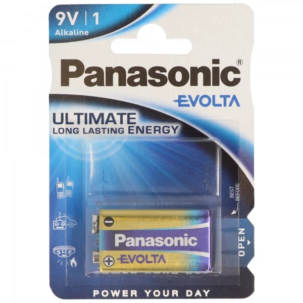 Panasonic Evolta 9V-Block, Alkaline Batterie, 9V Batterie ideal für Rauchmelder, Fernbedienungen