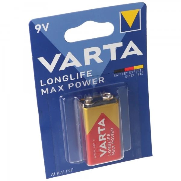 Varta 4722 Longlife Max Power 9V-Block, 9V Batterie ideal für Rauchmelder, Rauchwarnmelder