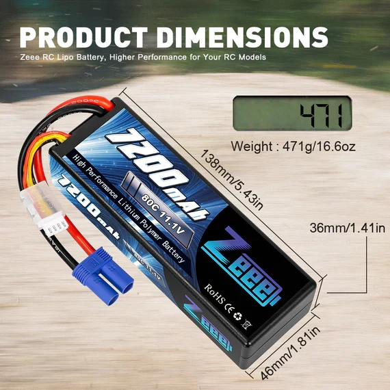 Zeee 3S Lipo Akku 7200mAh 11,1V 80C EC5 Hardcase (2 Stück)