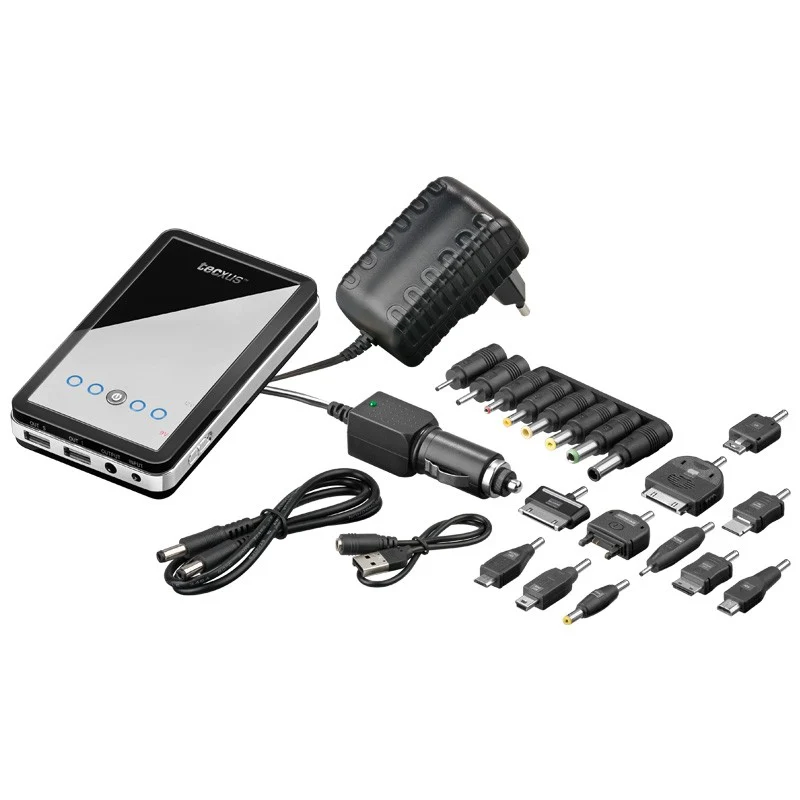 Tecxuz Universal-Powerbank integrierter Li-Po-Akkus (2 x USB, 1 x Buchse)