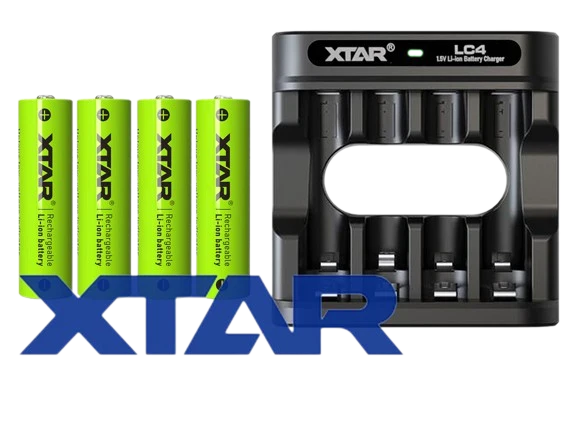 Xtar L4 – Ladegerät, incl. AA (Mignon) LR6 1,5V Li-Ion Akkus mit Akku-Wechselanzeige