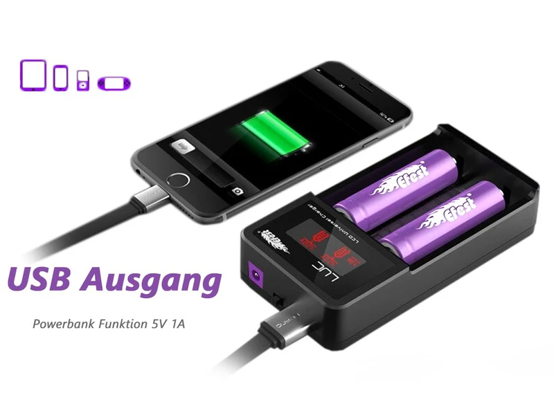 Efest LUC V2 Ladegerät mit LCD Anzeige für 3,6V - 3,7V Li-Ion-Akkus
