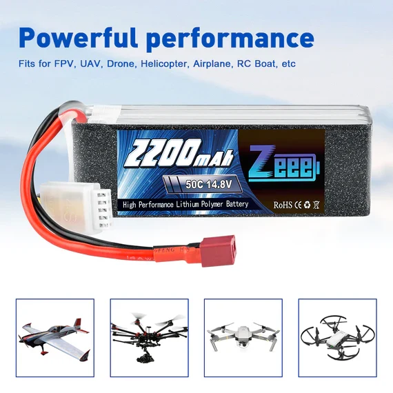 Zeee 4S 2200mAh 14.8V 50C Dean Lipo Akku (2 Stück)