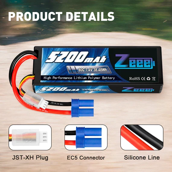 Zeee 2S 5200mAh 7,4V 80C Hardcase EC5 (2 Stück)