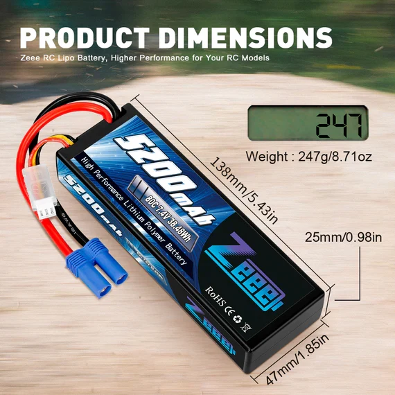 Zeee 2S 5200mAh 7,4V 80C Hardcase EC5 (2 Stück)