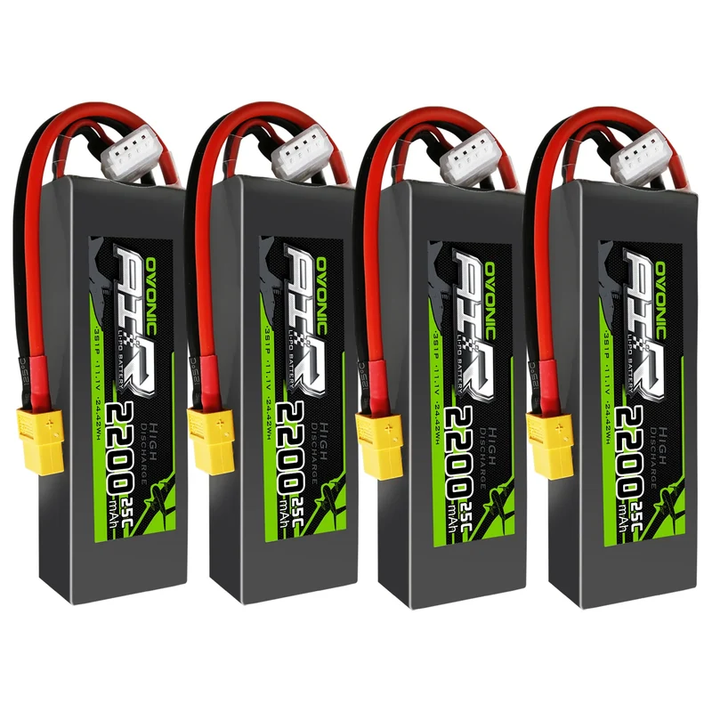 Ovonic 3S 2200mAh 25C 11,1 V Lipo-Akku mit XT60 für Freewing Dynam (4 St.)