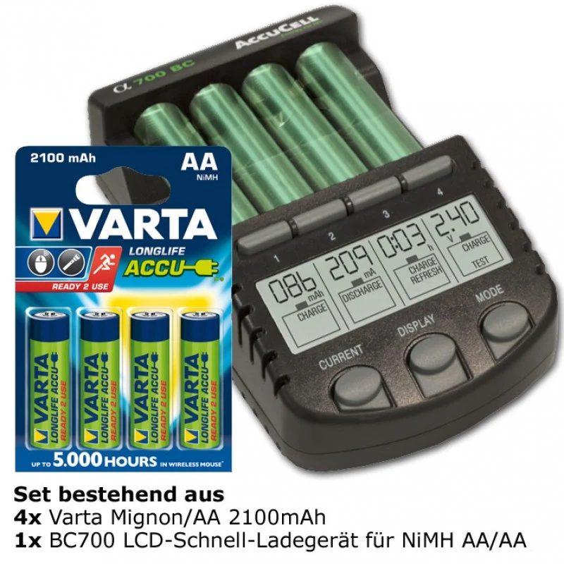 Technoline Schnellladegerät BC-700 ALPHA700 inkl. Akkus mit 2100mAh