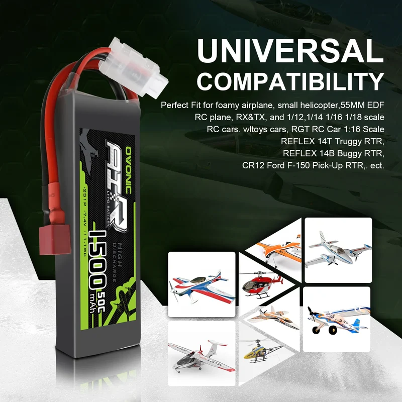 Ovonic Air 2S 1500mAh 7,4V 50C Dean Lipo Akku (2 Stück)