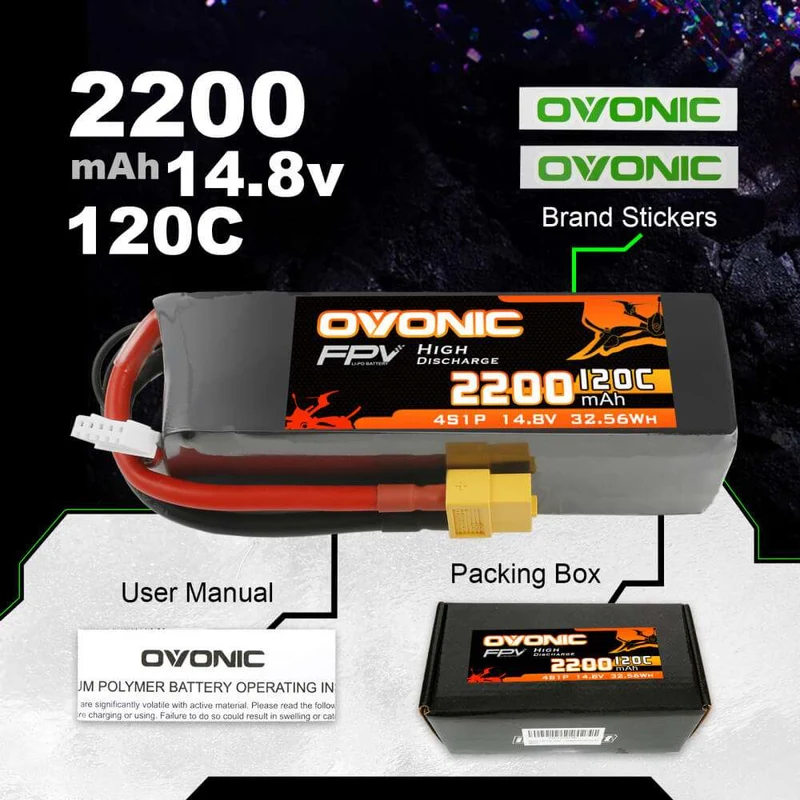 Ovonic FPV 4S 2200mAh 14,8V 120C XT60 LiPo Akku