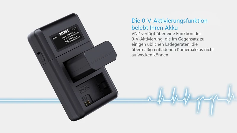 Xtar VN2 Kamera Ladegerät für Li-Ionen Akkus + LP-E6 Canon
