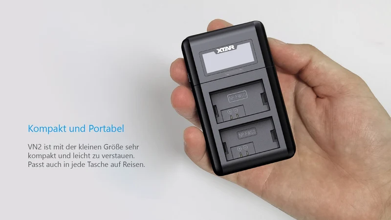 Xtar VN2 Kamera Ladegerät für Li-Ionen Akkus + LP-E8 Canon