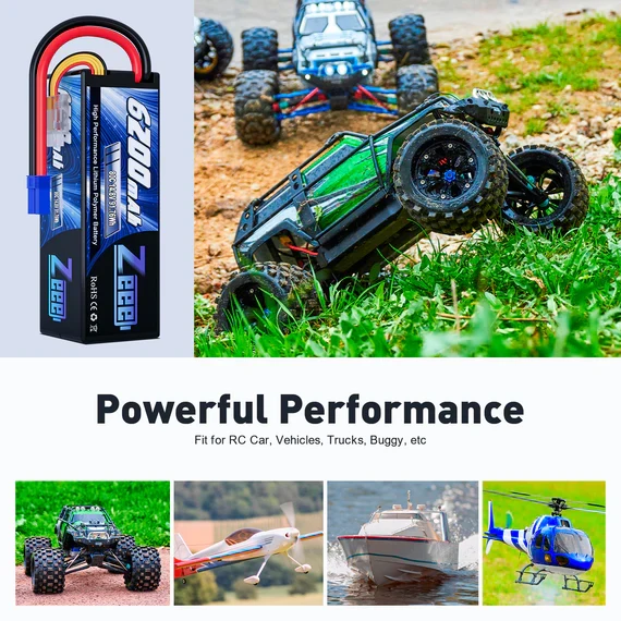 Zeee 4S 6200mAh 14,8V 80C Hardcase EC5 Lipo Akku (2 Stück)