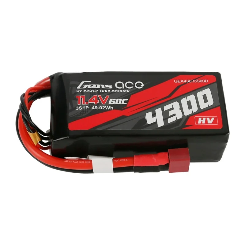 Gens Ace 4300mAh 3S1P 11,4V 60C Lipo Akku T-Stecker
