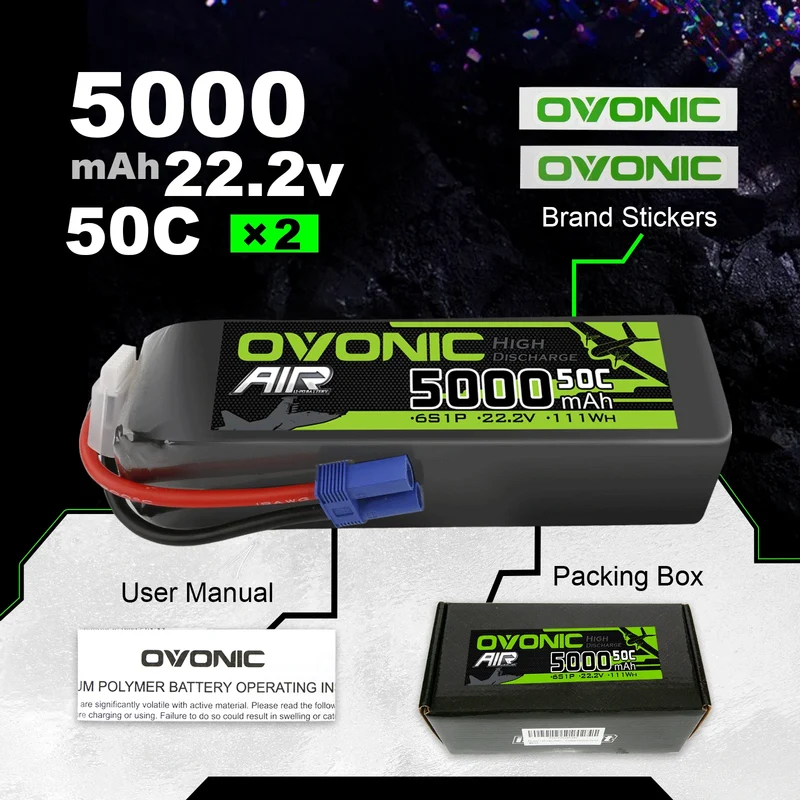 Ovonic Air 6S 5000mAh 22,2V 50C EC5 Lipo Akku