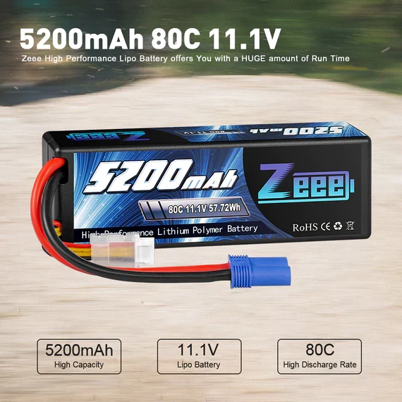 Zeee 3S 5200mAh 11,1V 80C EC5 Hardcase Lipo Akku