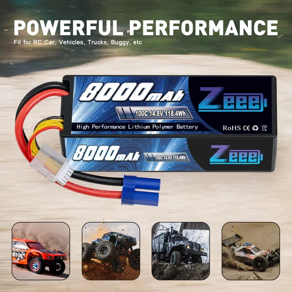 Zeee 4S 8000mAh 14,8V 100C EC5 Hardcase Lipo Akku (2 Stück)